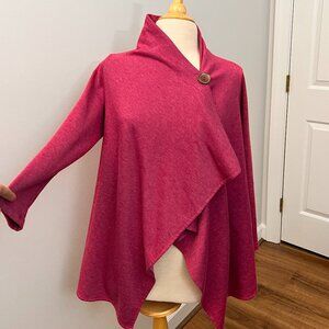 Bobeau Asymmetrical One Button Wrap Cardigan Pink Sz S
